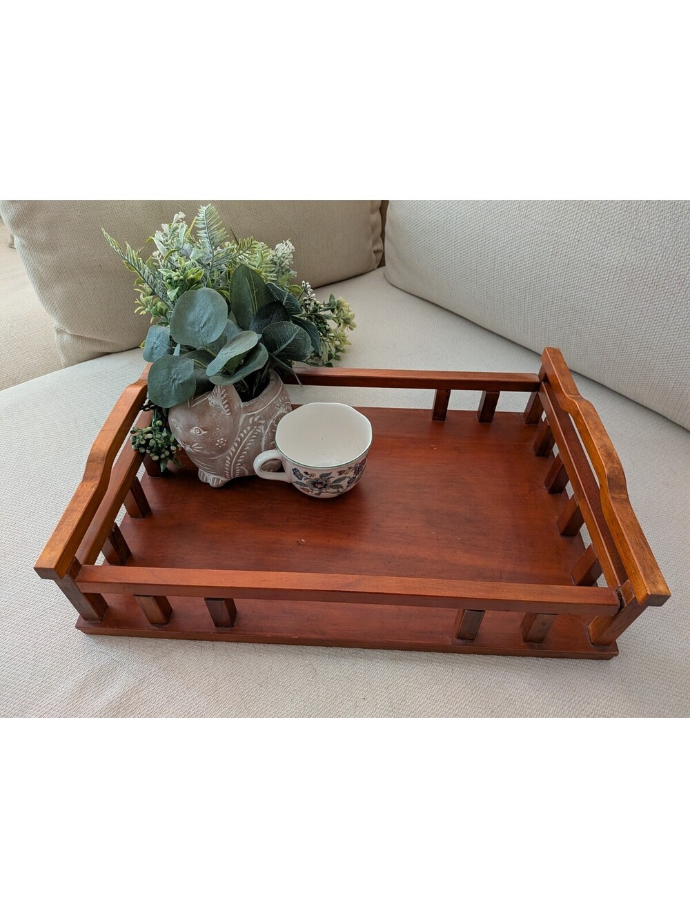 vintage wooden serving tv tray mid century modern MCM Vtg 18L x 12W cottage core